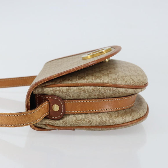 CELINE Macadam Canvas Shoulder Bag PVC Beige Gold Auth 143671