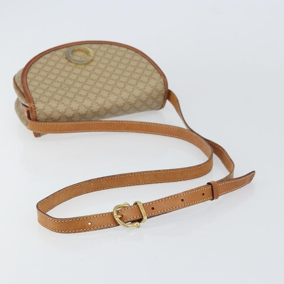 CELINE Macadam Canvas Shoulder Bag PVC Beige Gold Auth 143671