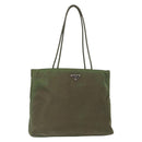 PRADA Shoulder Bag Nylon Khaki Silver Auth 143672-1