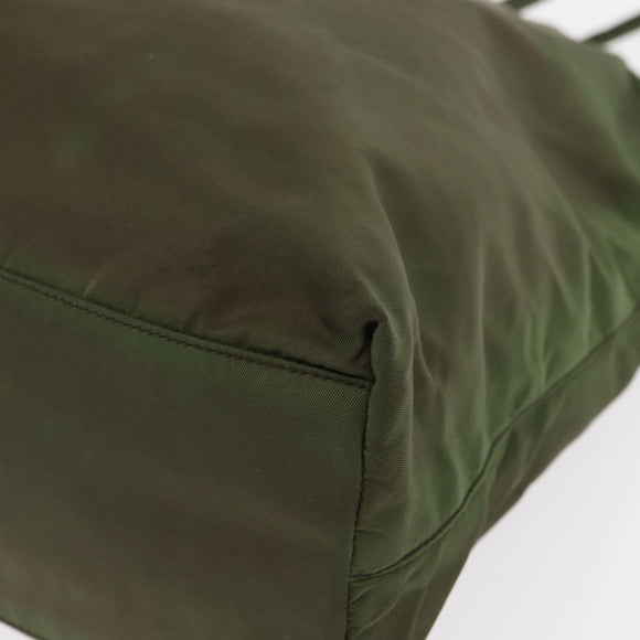 PRADA Shoulder Bag Nylon Khaki Silver Auth 143672