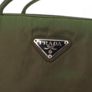 PRADA Shoulder Bag Nylon Khaki Silver Auth 143672-17