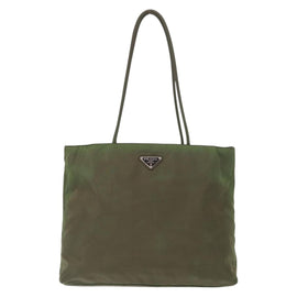 PRADA Shoulder Bag Nylon Khaki Silver Auth 143672 - 0