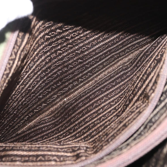 PRADA Shoulder Bag Nylon Khaki Silver Auth 143672