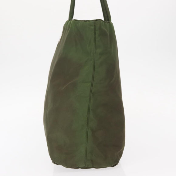 PRADA Shoulder Bag Nylon Khaki Silver Auth 143672