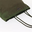 PRADA Shoulder Bag Nylon Khaki Silver Auth 143672-6