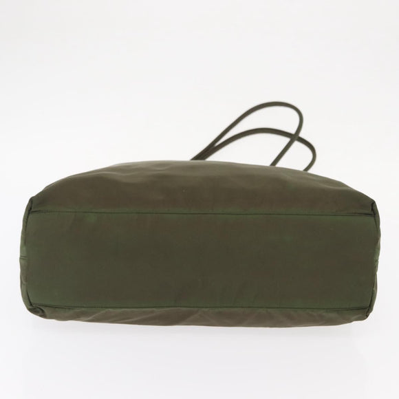 PRADA Shoulder Bag Nylon Khaki Silver Auth 143672