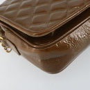 BALLY Chain Shoulder Bag Enamel Brown Gold Auth 143674-11
