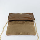 BALLY Chain Shoulder Bag Enamel Brown Gold Auth 143674-15