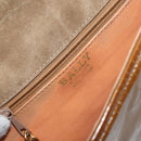 BALLY Chain Shoulder Bag Enamel Brown Gold Auth 143674-16