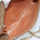 BALLY Chain Shoulder Bag Enamel Brown Gold Auth 143674-17