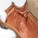 BALLY Chain Shoulder Bag Enamel Brown Gold Auth 143674-19