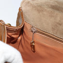 BALLY Chain Shoulder Bag Enamel Brown Gold Auth 143674-20