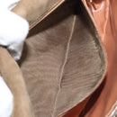 BALLY Chain Shoulder Bag Enamel Brown Gold Auth 143674-21