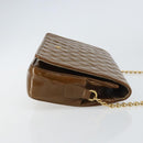BALLY Chain Shoulder Bag Enamel Brown Gold Auth 143674-4
