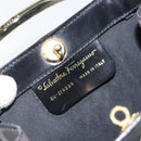Salvatore Ferragamo Hand Bag Enamel Black Gold Auth 143675-14