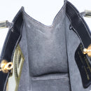 Salvatore Ferragamo Hand Bag Enamel Black Gold Auth 143675-17