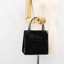 Salvatore Ferragamo Hand Bag Enamel Black Gold Auth 143675-18