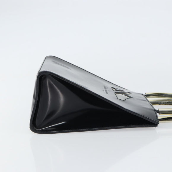 Salvatore Ferragamo Hand Bag Enamel Black Gold Auth 143675