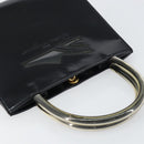 Salvatore Ferragamo Hand Bag Enamel Black Gold Auth 143675-6