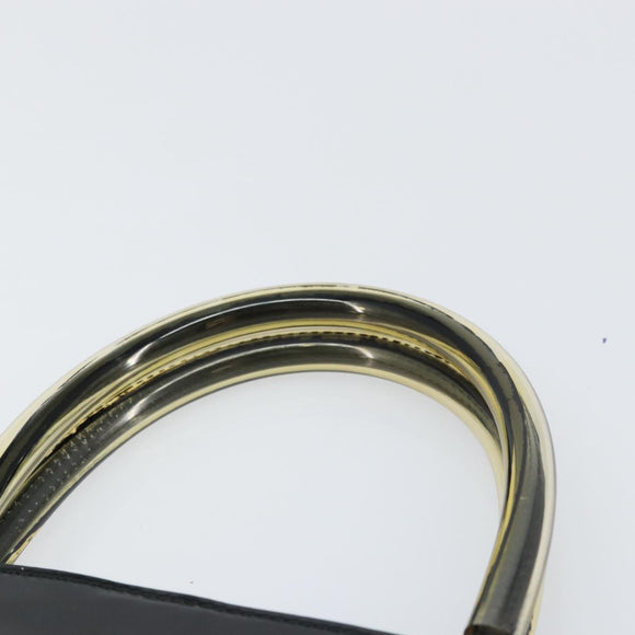 Salvatore Ferragamo Hand Bag Enamel Black Gold Auth 143675