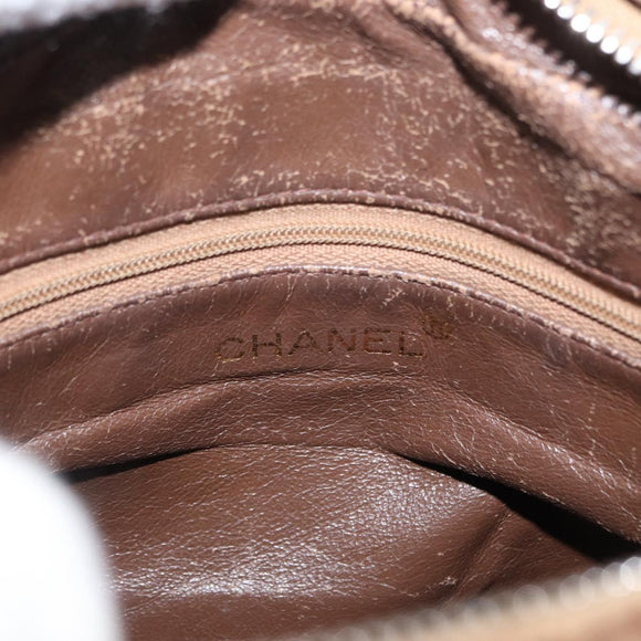 CHANEL Matelasse Shoulder Bag Caviar Skin Brown Gold CC Auth 143676