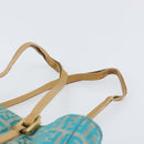 FENDI Zucchino Canvas Tote Bag Turquoise Blue Gold Auth 143679-14