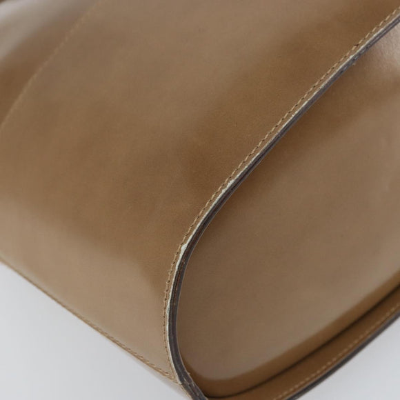 Salvatore Ferragamo Chain Shoulder Bag Enamel Beige Gold Auth 143680