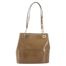 Salvatore Ferragamo Chain Shoulder Bag Enamel Beige Gold Auth 143680-2