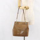 Salvatore Ferragamo Chain Shoulder Bag Enamel Beige Gold Auth 143680-20