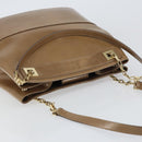 Salvatore Ferragamo Chain Shoulder Bag Enamel Beige Gold Auth 143680-6