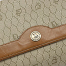 Christian Dior Honeycomb Canvas Chain Shoulder Bag PVC Beige Gold Auth 143712-17