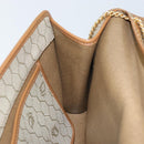 Christian Dior Honeycomb Canvas Chain Shoulder Bag PVC Beige Gold Auth 143712-20