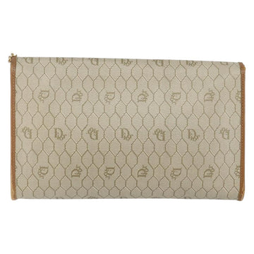 Christian Dior Honeycomb Canvas Chain Shoulder Bag PVC Beige Gold Auth 143712 - 0