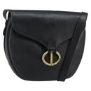 Christian Dior Shoulder Bag Leather Black Gold Auth 143713-1