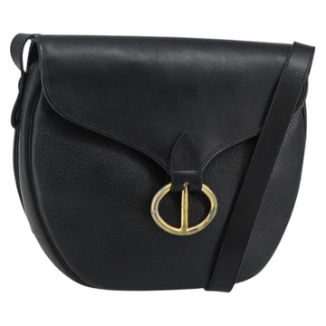 Christian Dior Shoulder Bag Leather Black Gold Auth 143713
