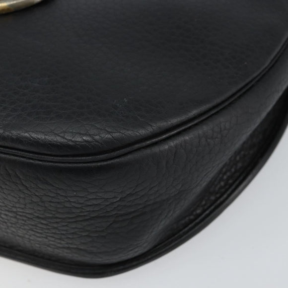 Christian Dior Shoulder Bag Leather Black Gold Auth 143713