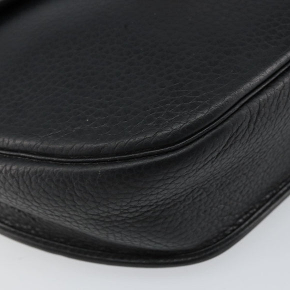 Christian Dior Shoulder Bag Leather Black Gold Auth 143713