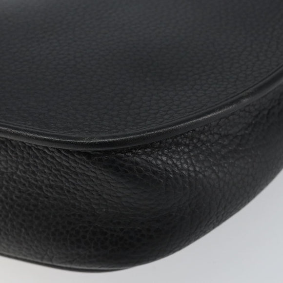 Christian Dior Shoulder Bag Leather Black Gold Auth 143713