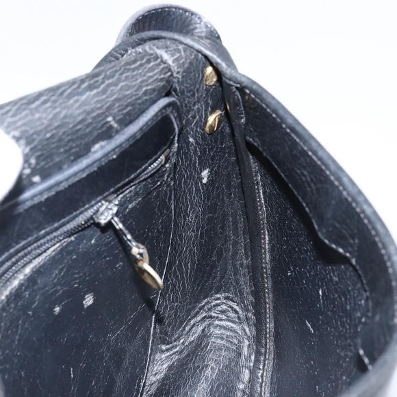 Christian Dior Shoulder Bag Leather Black Gold Auth 143713