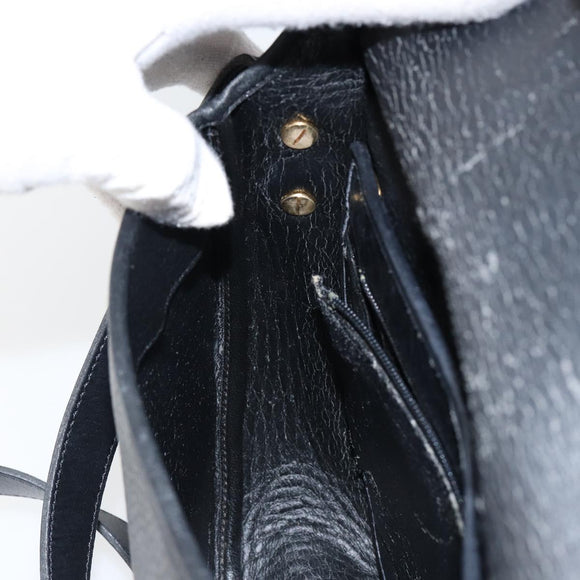 Christian Dior Shoulder Bag Leather Black Gold Auth 143713