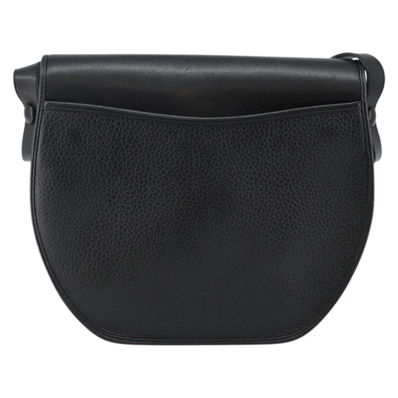 Christian Dior Shoulder Bag Leather Black Gold Auth 143713