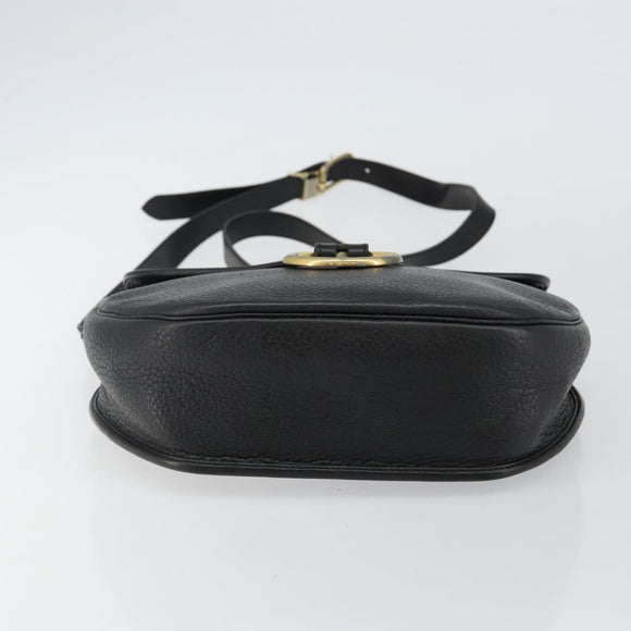 Christian Dior Shoulder Bag Leather Black Gold Auth 143713