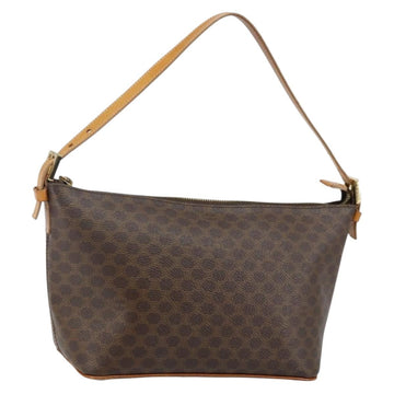 CELINE Macadam Canvas Hand Bag PVC Leather Brown Gold Auth 143725