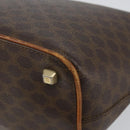 CELINE Macadam Canvas Hand Bag PVC Leather Brown Gold Auth 143725-15