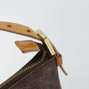 CELINE Macadam Canvas Hand Bag PVC Leather Brown Gold Auth 143725-10