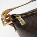 CELINE Macadam Canvas Hand Bag PVC Leather Brown Gold Auth 143725-17