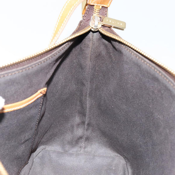 CELINE Macadam Canvas Hand Bag PVC Leather Brown Gold Auth 143725