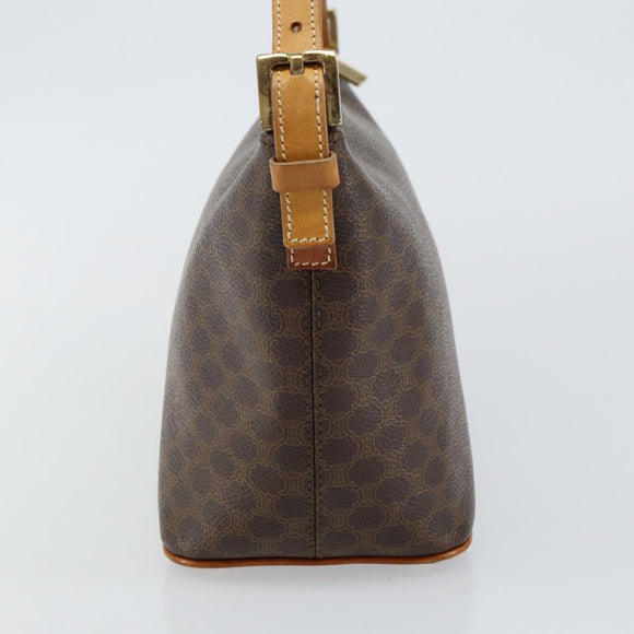 CELINE Macadam Canvas Hand Bag PVC Leather Brown Gold Auth 143725