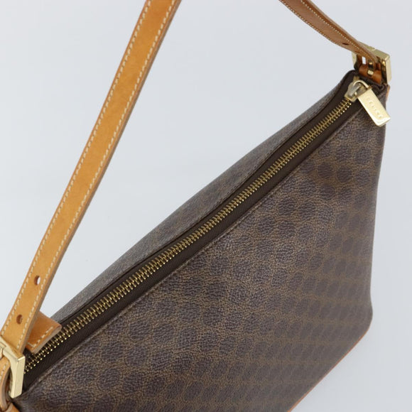 CELINE Macadam Canvas Hand Bag PVC Leather Brown Gold Auth 143725