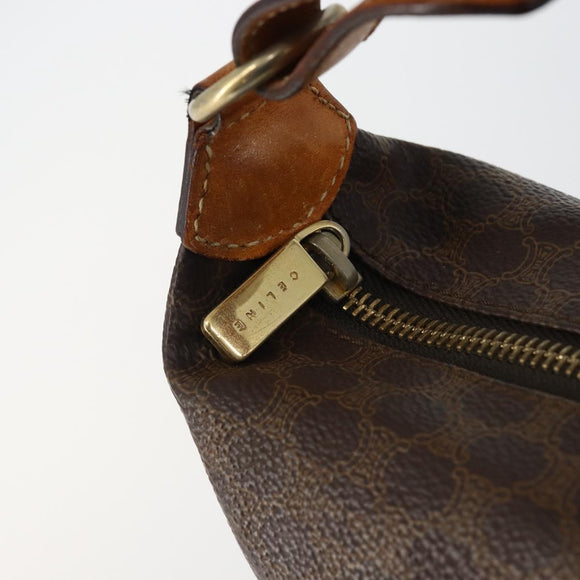 CELINE Macadam Canvas Hand Bag PVC Leather Brown Gold Auth 143726